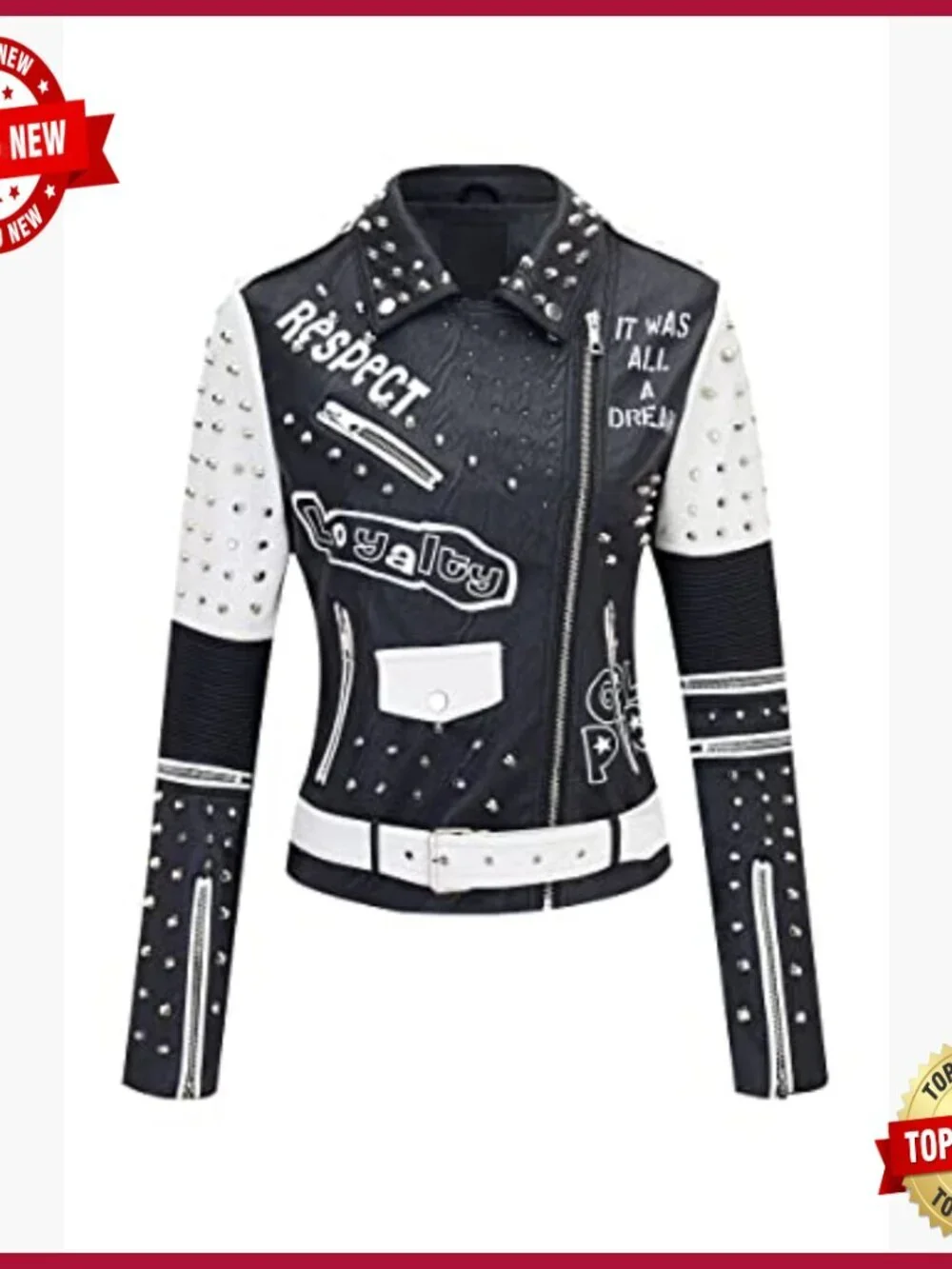 Plus Size Faux Leather Motorcycle Jacket Short PU Coat Long Sleeve